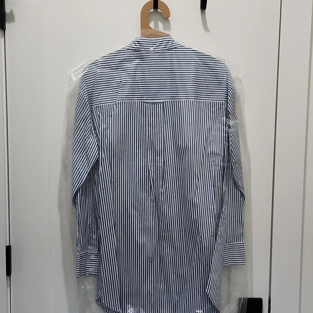 Veronica Beard Blue Striped Lloys Button Down With Cresr - Picture 5 of 7